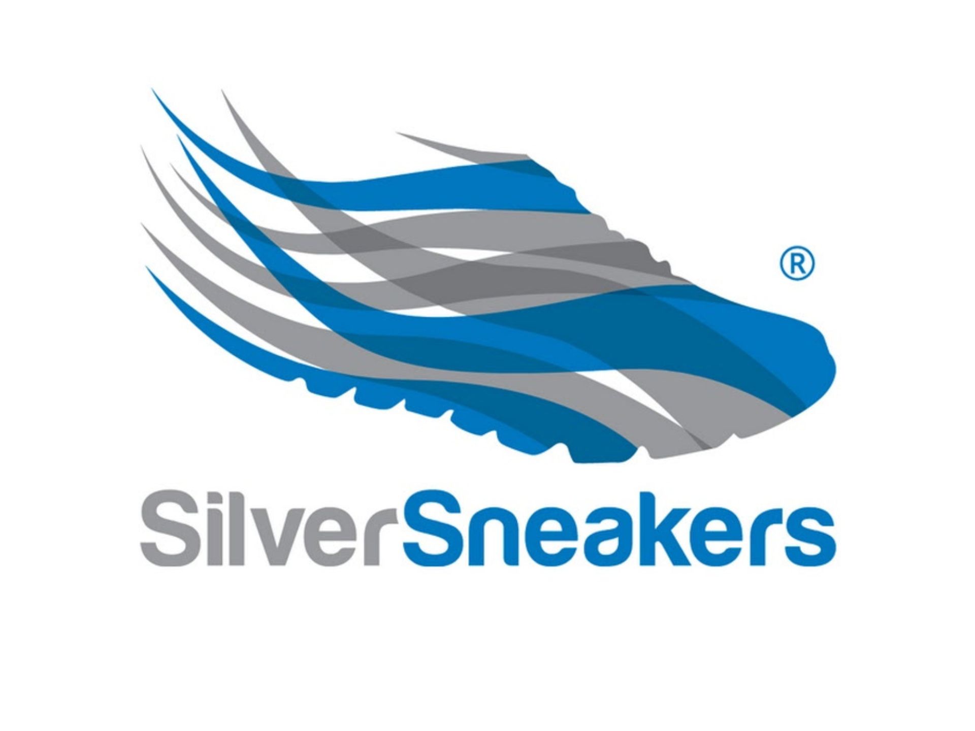 The SilverSneakers logo with an illustration of an abstract shoe