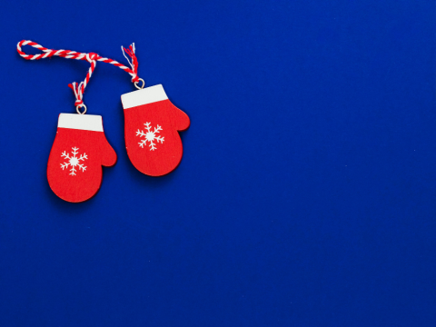 Mittens ornament on blue background