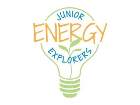 Lightbulb with plant growing inside, text reads "Junior Energy Explorers"