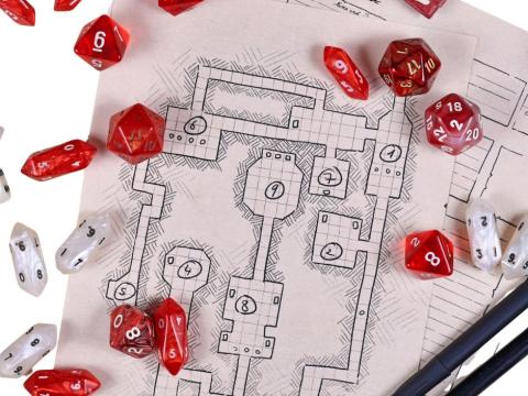 Dungeons and Dragons Map and Die