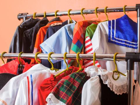 Clothing racks with costumes 