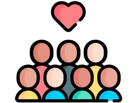 heart above community of people