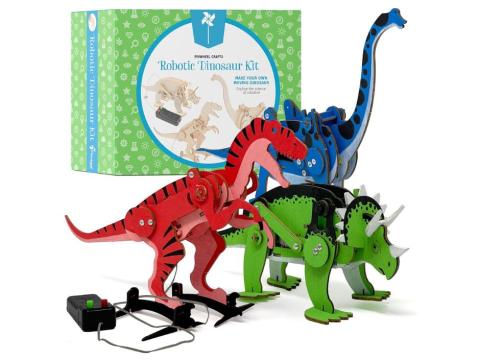 Three small robot dinosaurs