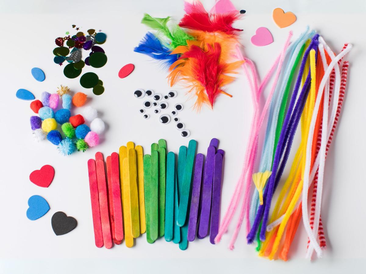 A smattering of colorful craft supplies