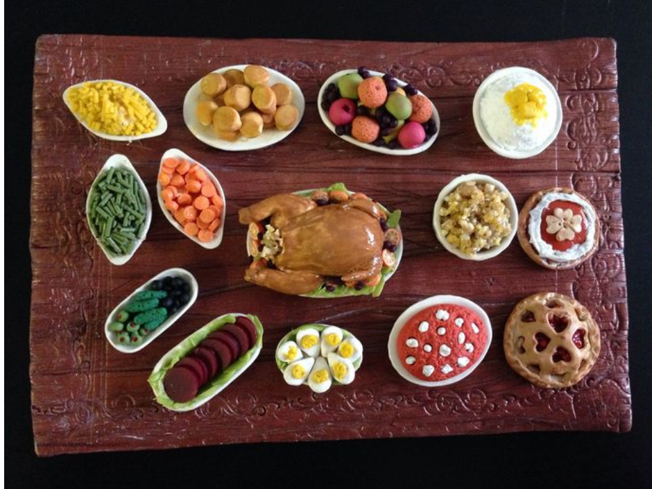 Thanksgiving dinner made out of model magic clay