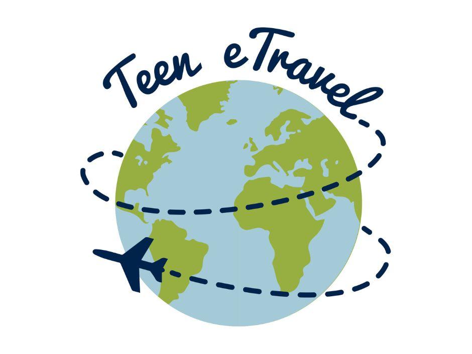 Teen eTravel Logo plane flying around the world