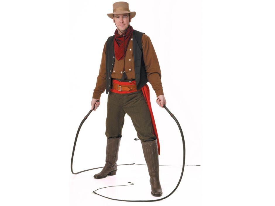 Man standing with whips