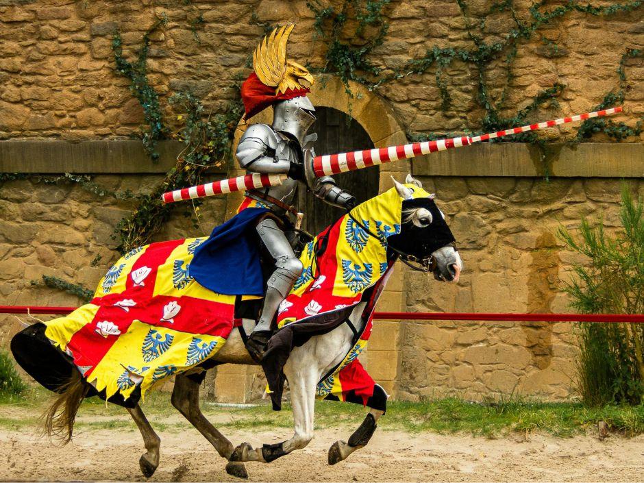 Knight jousting on horseback