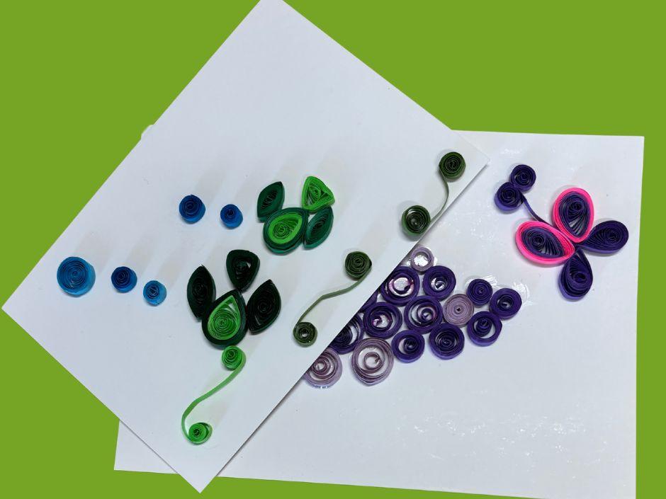 quilled fish, butterfly and grapes 