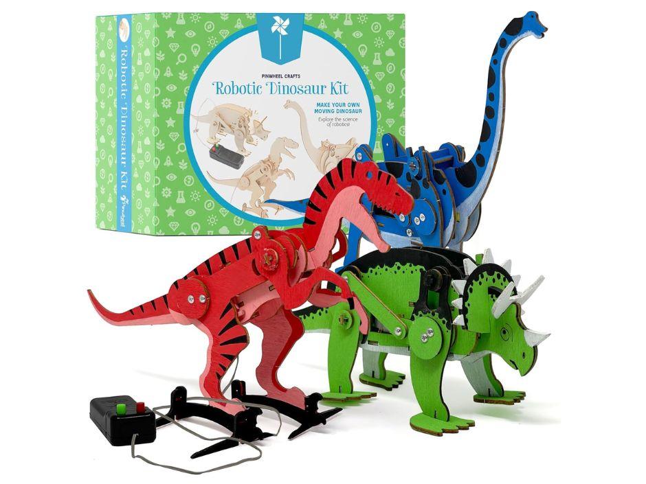 Three small robot dinosaurs